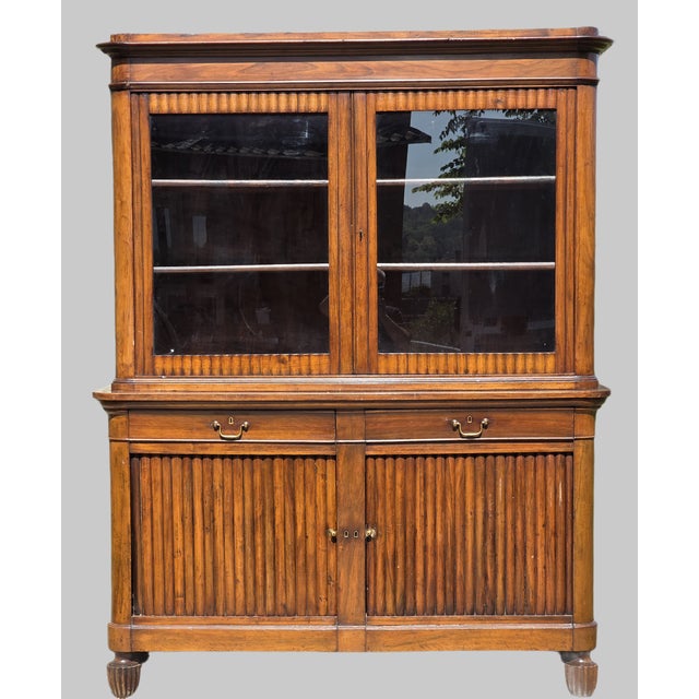 Venetian Charles X Bookcase in Walnut, with Shutter Doors, 19th Century, 1830 For Sale - Image 13 of 13