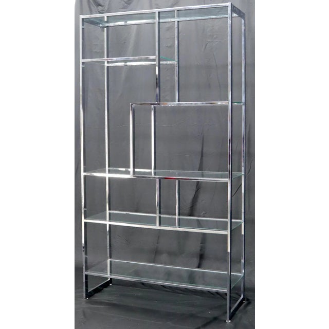 DIA - Design Institute America Chrome and Glass Large Design Institute America Étagère Shelving Wall Unit For Sale - Image 4 of 8