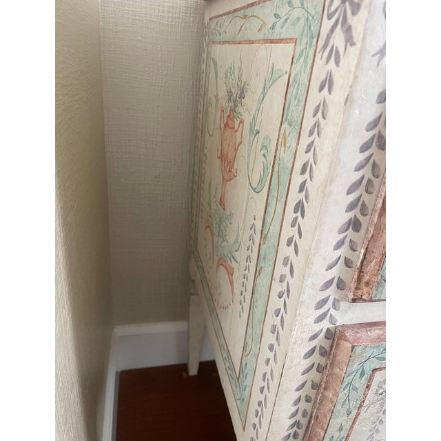 White Pair of Early 20th C. Italian Neoclassical Style Commodes With Faux Marble Tops For Sale - Image 8 of 9