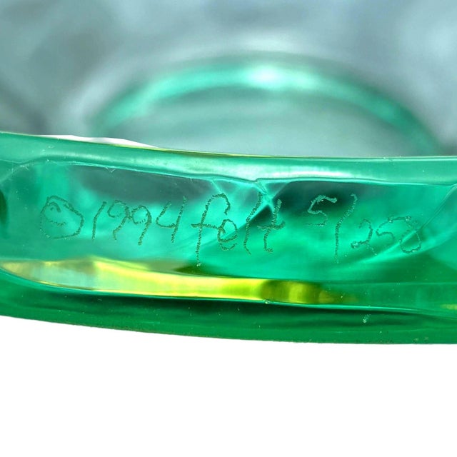 Glass Post-Modern Kiln-Formed Art Glass Bowl Gold W 24k Inlaid by Jeffrey Andrews 1994 For Sale - Image 7 of 7