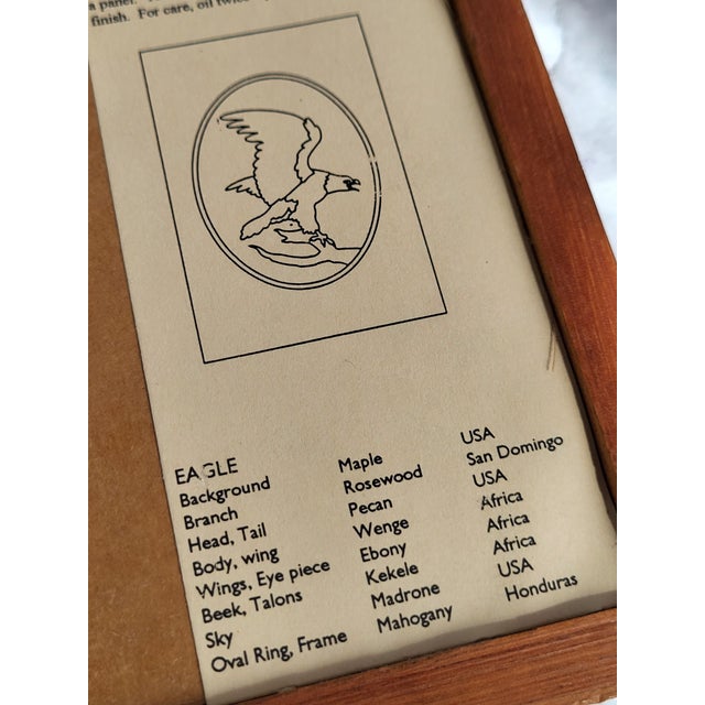 1990s Eagle Wood Inlay Art by Hudson River Inlay, Framed For Sale - Image 11 of 12