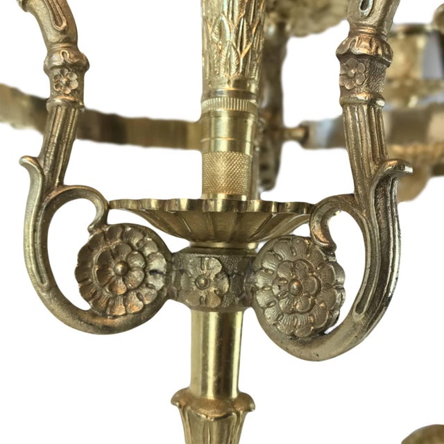 Metal Empire Candelabra in Gilded Bronze, Set of 2 For Sale - Image 7 of 12
