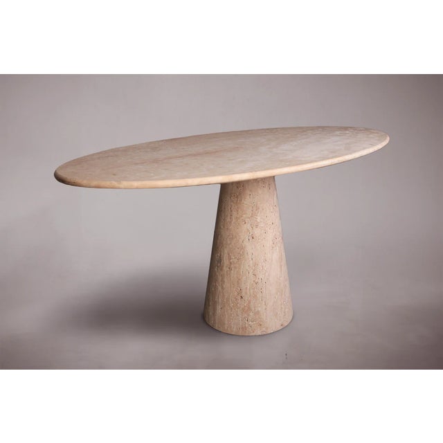 Not Yet Made - Made To Order Solitary Coné Travertine Oval Dining Table 55" For Sale - Image 5 of 5