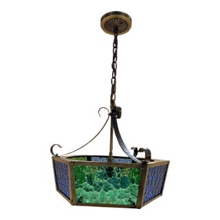 Mid-Century Modern Multicolored Glass Pendant Chandelier After Felipe Delfinger Feders For Sale