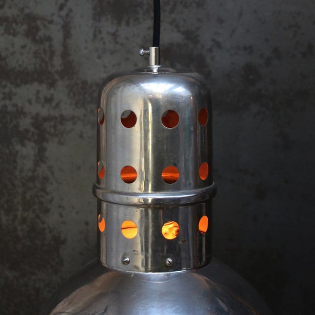 Vintage French Chrome Metal Medical Pendant Light For Sale - Image 4 of 6