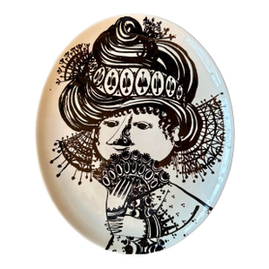1954 Danish Björn Wiinblad "Donna Elvira" Decorative Ceramic Wall Plate by Nymolle