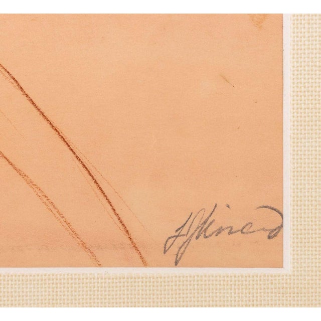 European School Bearded Man Conte Crayon, 19th C. For Sale - Image 4 of 5