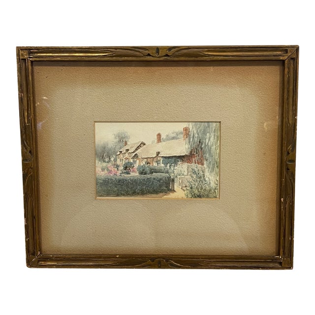 Jane Brewster Reid Cottage Floral 1930's Watercolor Anne Hathaway's, Framed For Sale