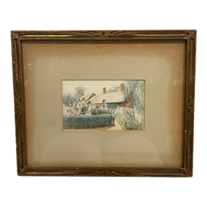 Jane Brewster Reid Cottage Floral 1930's Watercolor Anne Hathaway's, Framed