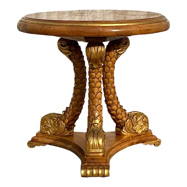 Vintage Regency Gilt Tipped Koi Tabouret Table For Sale