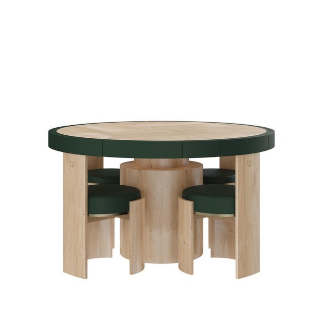 Contemporary Wellesly Game Table and Chairs by Wood Tailors Club, Set of 5 For Sale - Image 3 of 14