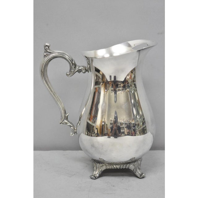 Victorian Vintage Wm Rogers Victorian Silver Plated Bulbous Footed Ice Lip Water Pitcher For Sale - Image 3 of 13