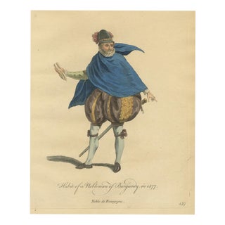 Jefferys, Nobleman of Burgundy in Blue Cape and Puffed Trunk Hose, 1577, Jefferys 1757, 1757, Engraving For Sale