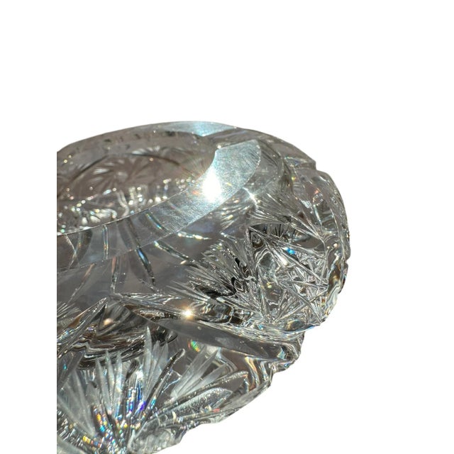 Crystal Ashtray European Heavy Cut Crystal Glass For Sale - Image 4 of 10