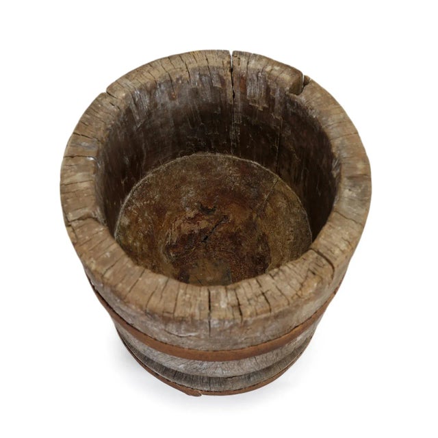 1920s Old India Wood Pestle Pot For Sale - Image 4 of 6