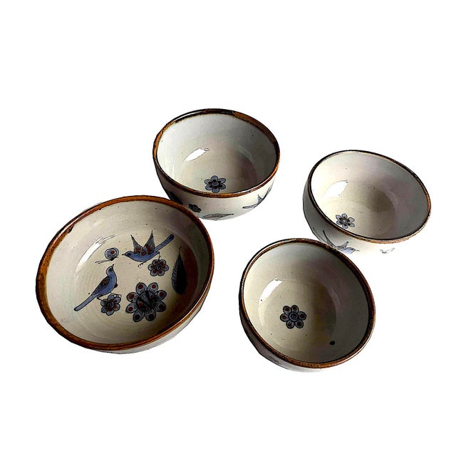 Vintage Set of Tonala El Palomar Blue Serving Bowls by Ken Edwards Pottery, 4 Pieces For Sale - Image 13 of 17