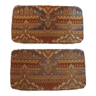 Vintage Orange & Blue Arts and Crafts Woven Textile Fragments - Set of 2 For Sale