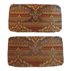 Vintage Orange & Blue Arts and Crafts Woven Textile Fragments - Set of 2