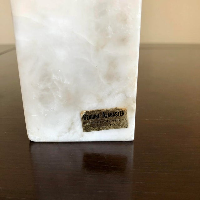 Mid Century White Italian Carved Alabaster Bookends- a Pair For Sale - Image 4 of 8