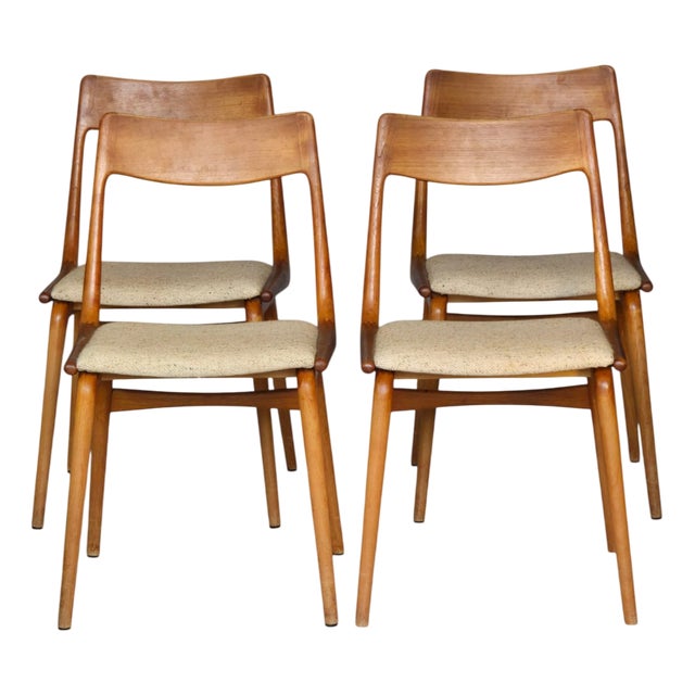 Model 370 Boomerang Dining Chairs by Alfred Christensen for Slagelse Møbelværk, 1960s, Set of 4 For Sale