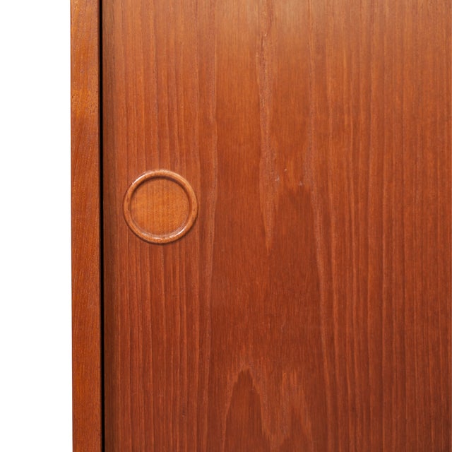 1960s Pair of Danish Modern Slim Teak Sideboard Cabinets Attributed Kai Kristiansen For Sale - Image 13 of 14