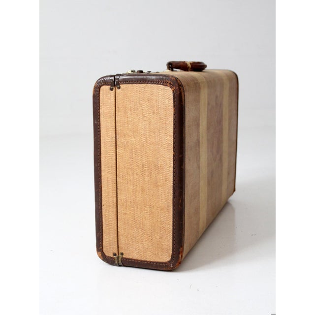 Vintage 1930s Canvas Suitcase For Sale - Image 11 of 11