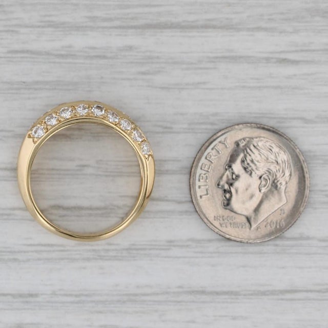 Metal 0.98ctw Diamond Wedding Band 18k Yellow Gold Size 6 Anniversary Ring For Sale - Image 7 of 8