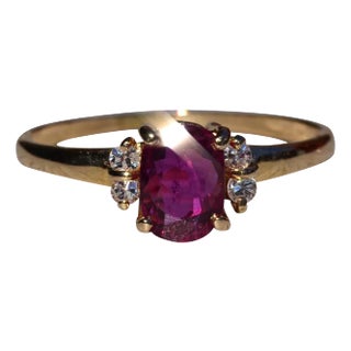 The Auraria: Ladies 14K Yellow Gold Ruby and Diamond Ring For Sale