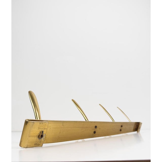 Mid-Century Gilt Metal Wall Coat Rack with 4 Hooks, 1960s For Sale - Image 10 of 18