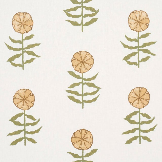 SAMPLE - Schumacher x Marian Mcevoy Pretty Petals Fabric In Soft Yellow For Sale