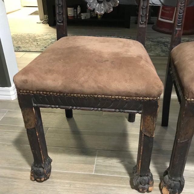 Animal Skin Late 19th Century Victorian Era Spanish Baroque Revival Style Armorial Chairs - a Pair For Sale - Image 7 of 13