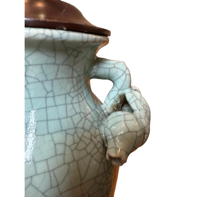 Celadon Late 20th Century Frederick Cooper Crackle-Glazed Celadon Green Lamps - a Pair For Sale - Image 8 of 12