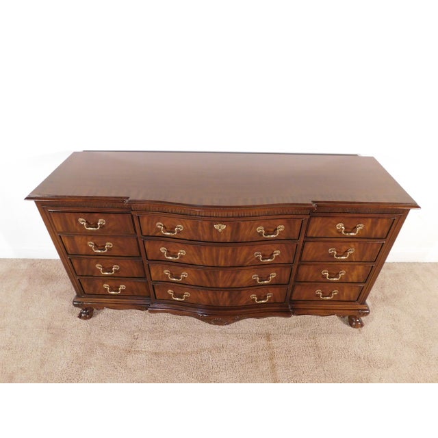 Drexel Flame Mahogany Serpentine Ball & Claw 12-Drawer Chippendale Chest Dresser For Sale - Image 13 of 17