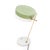 Table lamp by Stilux Milano, 1950s, featuring a white marble base and a tilted brass stem. The green metal shade with...