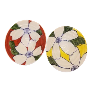 Vtg Porcelain Noodle Soup Bowls, Set of 2
