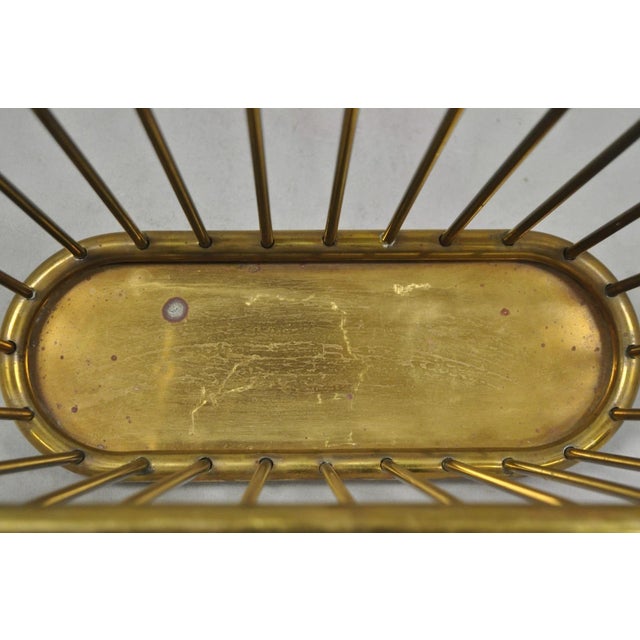Vintage Gatco Mid Century Modern Solid Brass Spindle Modernist Magazine Rack For Sale - Image 9 of 16