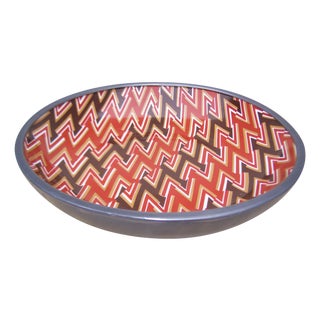 1970s Neiman Marcus Chevron Print Ashtray For Sale