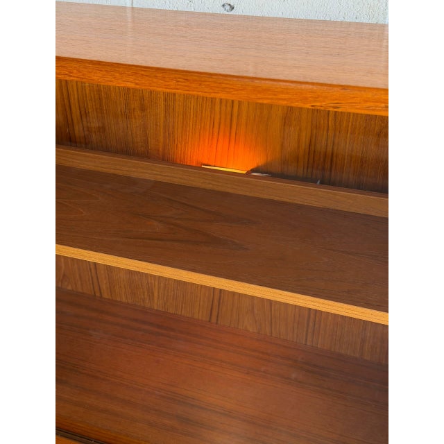 Brown Skovby Teak Credenza and Hutch With Glass Sliding Doors Danish Mid-Century Modern 1970s For Sale - Image 8 of 14