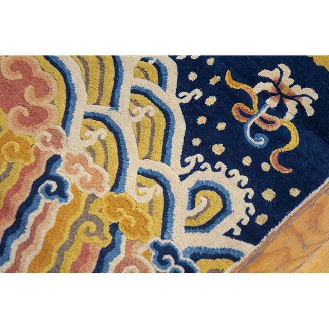 1820s Blue Yellow Dragon Antique Chinese Ningxia Pillar Hallway Runner Rug For Sale In New York - Image 6 of 6