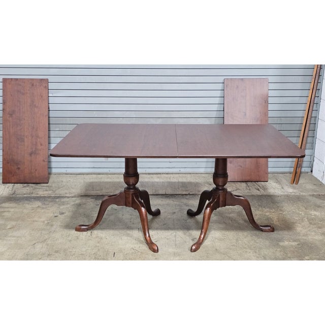 Store Item: Eldred Wheeler Solid Cherry Two Pedestal Dining Table 2 Leaves Benchmade Description: This Cherry pedestal...