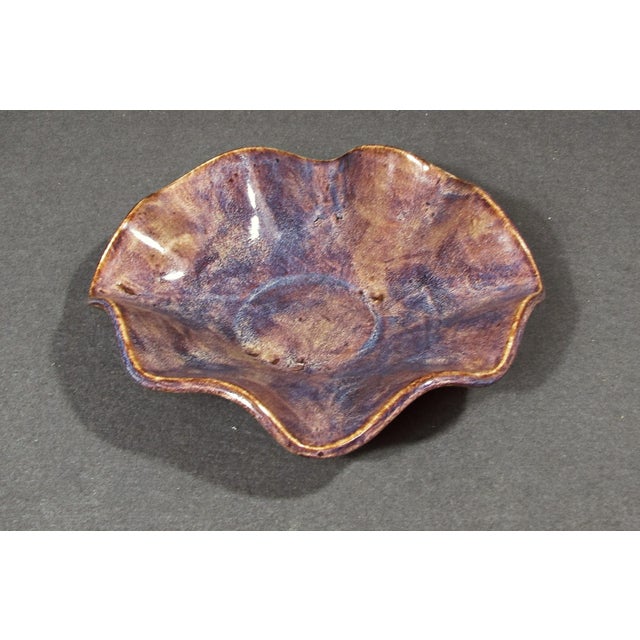 Modern Signed Jw Hand-Built Studio Pottery Wavy Bowl For Sale - Image 3 of 8