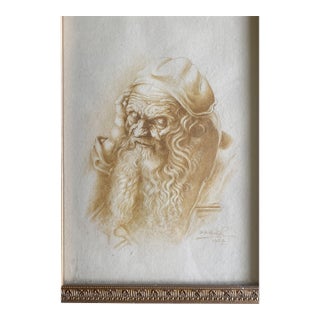 d.k. Pathak in India, 1980s. Original Hand-Painted Miniature Sepia Ink Master Study.” For Sale