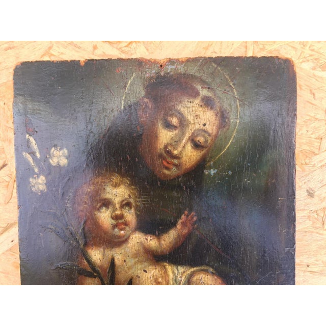 17th Century Original Oil on Wood Panel of St. Anthony of Padua For Sale - Image 18 of 18