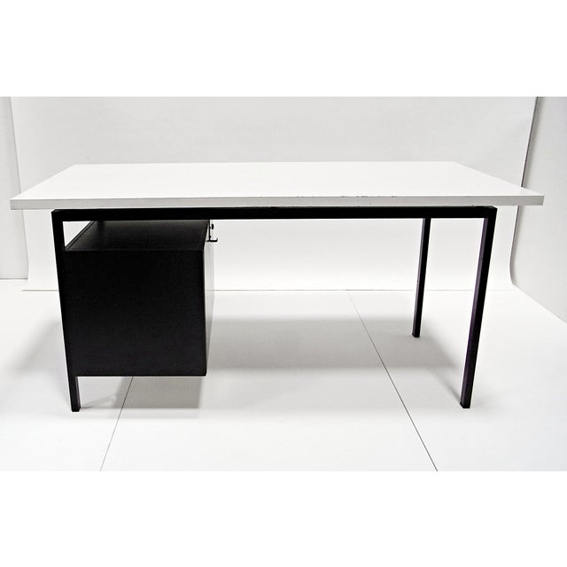 1970s Writing Desk in Black Stained Oak with White Lacquered Top by Herbert Hirche for Christian Holzäpfel KG, Germany, 1960s For Sale - Image 5 of 18