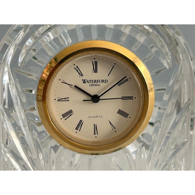Transparent Vintage Waterford Crystal Lismore Dome Shaped Paperweight Desk Clock For Sale - Image 8 of 14