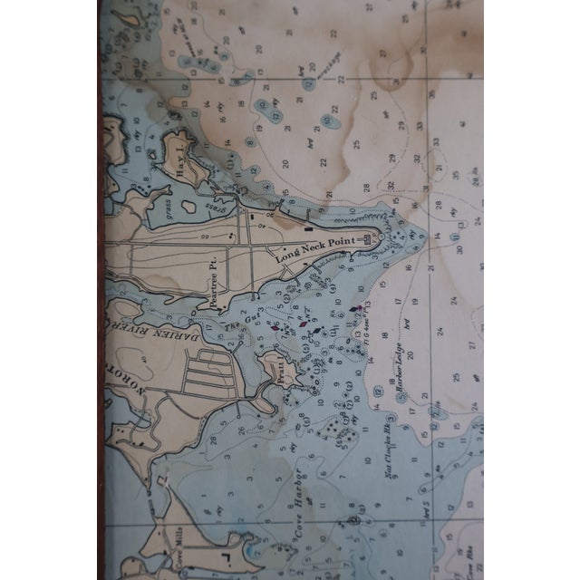 Vintage SeaCraft Solid Mahogany Stamford Harbor Nautical Chart Tray For Sale - Image 10 of 18