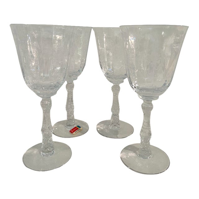 Vintage Fostoria “Navarre” Etched Crystal Water Goblets - A Set of 4 For Sale