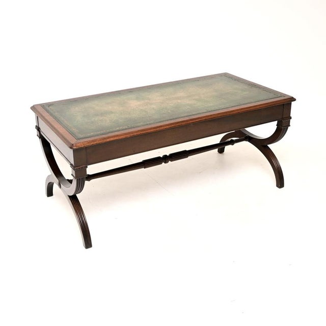 Regency Leather Top Coffee Table, 1930 For Sale - Image 6 of 12