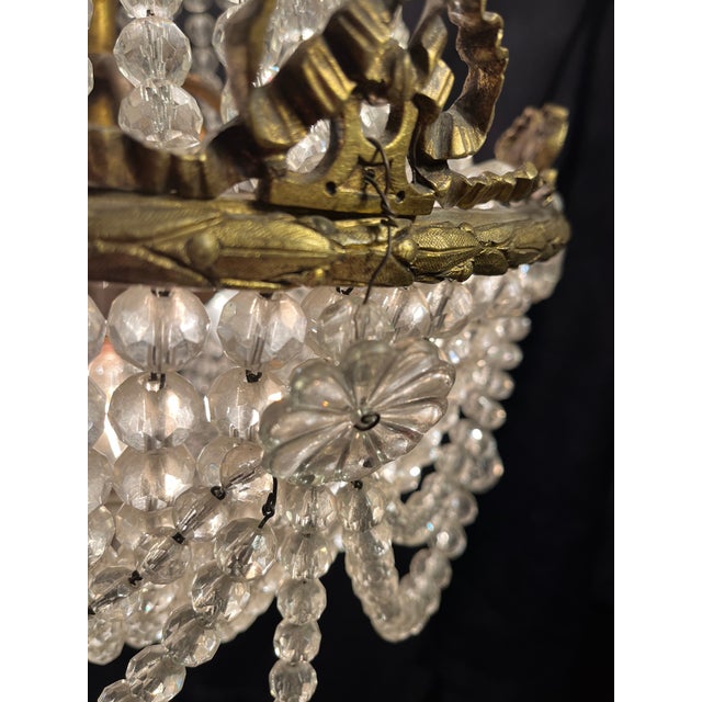 19th Century 19th Century French Empire Crystal Basket Chandelier For Sale - Image 5 of 15