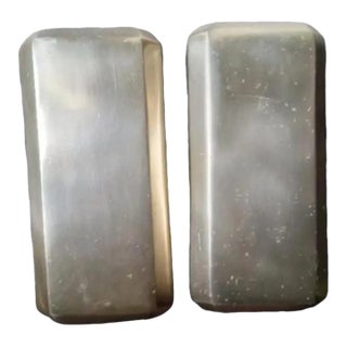 Vintage-Style Shiny Gold Tone Minimalist Metal Octagonal Vases- Set of 2 Elegant Decor For Sale